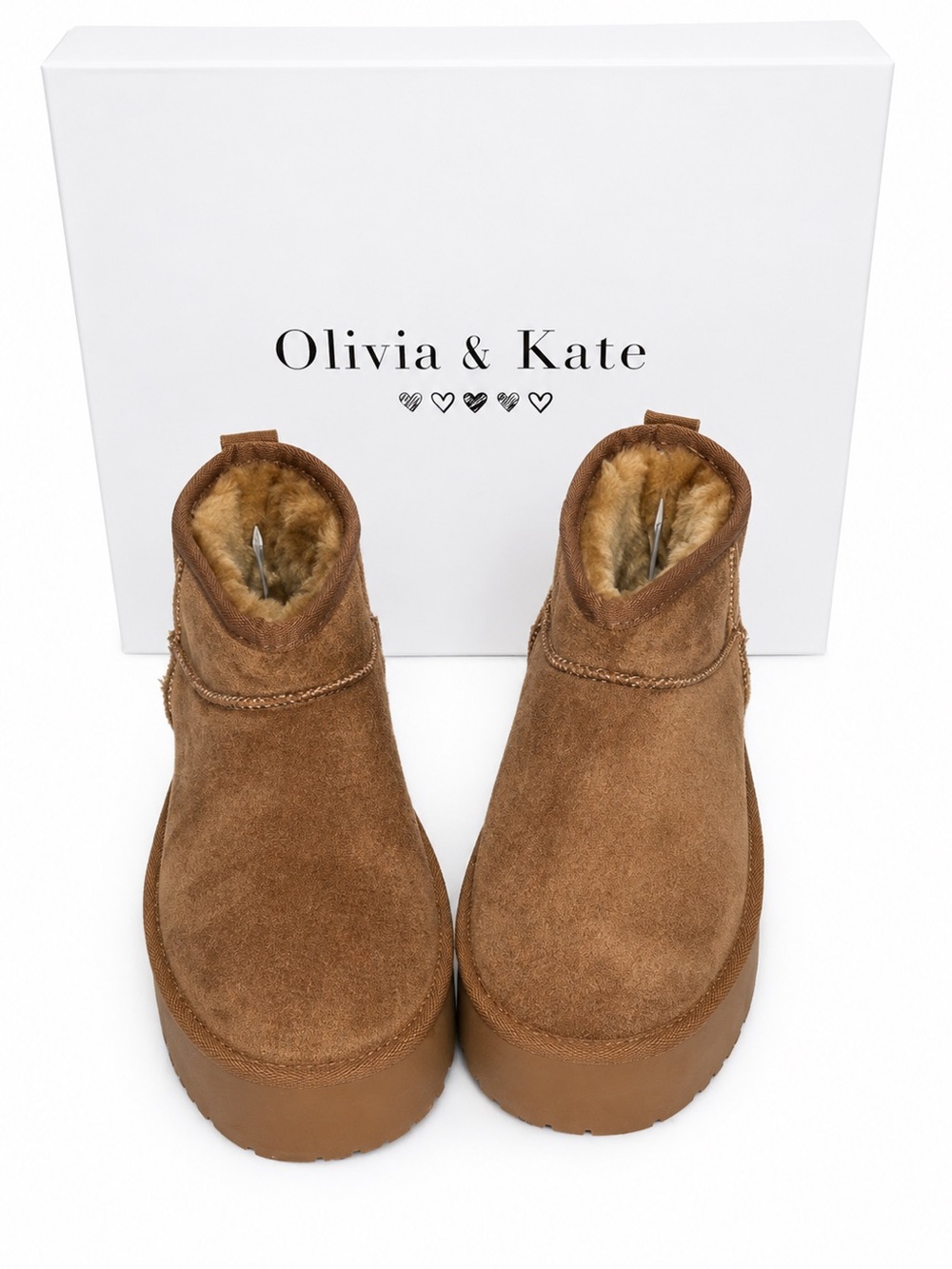 Olivia & Kate Chestnut Faux Fur Platform Booties NWT Size 1